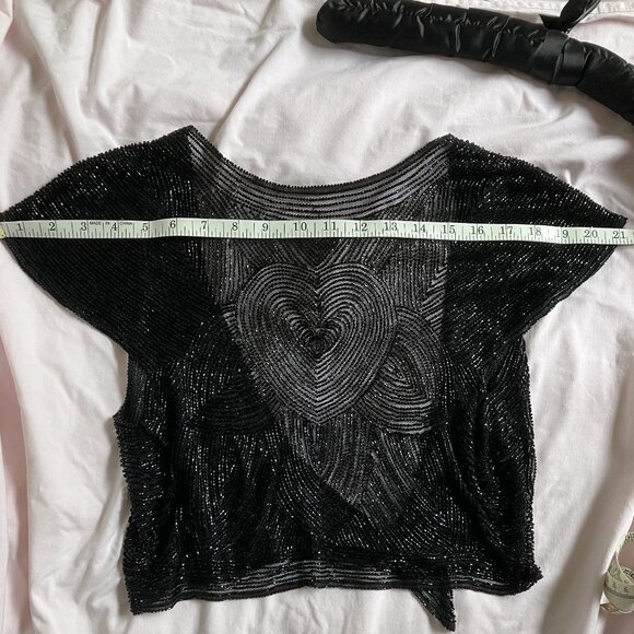 BLACK FULLY BEADED BOLERO / SHRUG - Picture 9 of 11